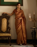 Hima Brown Solid Crushed Tissue Saree