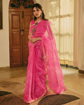 Fiesta Pink Doria Leheriya Saree