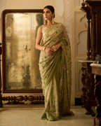 Manmohini Green Handcrafted Pure Tissue Saree