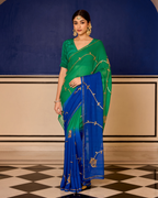 Chahat Green Handcrafted Chiffon Saree
