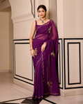 Mudita Purple Handcrafted Chiffon Saree