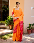 Chandan Yellow Gajji Silk Bandhej Saree