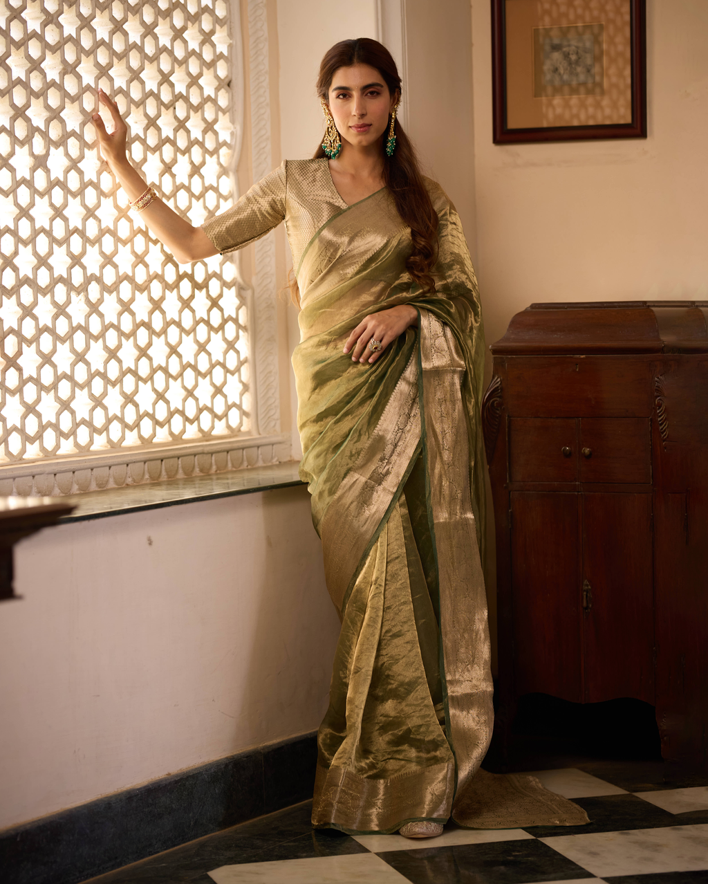 Shashi Green Solid Pure Tissue Saree