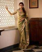 Shashi Green Solid Pure Tissue Saree