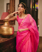 Kesariya Pink Doria Tie Dye Saree