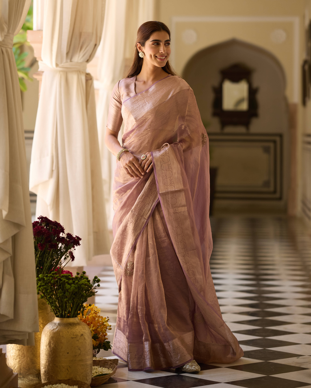 Prabha Purple Handcrafted Tissue Saree