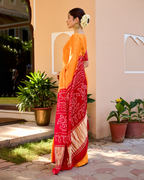 Chandan Yellow Gajji Silk Bandhej Saree