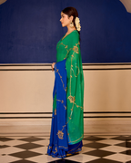 Chahat Green Handcrafted Chiffon Saree