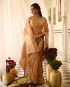 Kiranika Orange Handcrafted Tissue Saree