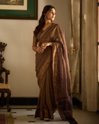 Vrishti Purple Solid Crushed Tissue Saree