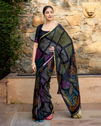 Kajal Black Gajji Silk Bandhej Saree