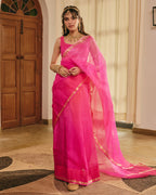 Kesariya Pink Doria Tie Dye Saree