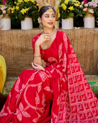 Kumkum Red Gajji Silk Bandhej Saree