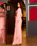 Ehsas Powder Pink Handcrafted Chiffon Saree