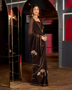 Kanti Black Handcrafted Chiffon Saree