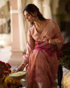 Teja Pink Handcrafted Tissue Saree