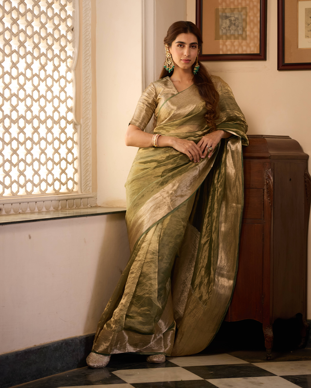Shashi Green Solid Pure Tissue Saree