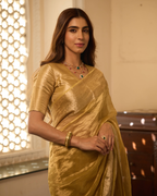 Vibha Golden Solid Pure Tissue Saree