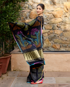 Kajal Black Gajji Silk Bandhej Saree