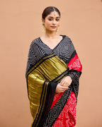 Rate Black Gajji Silk Bandhej Saree
