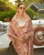 Padmini Peach Handcrafted Pure Tissue Saree