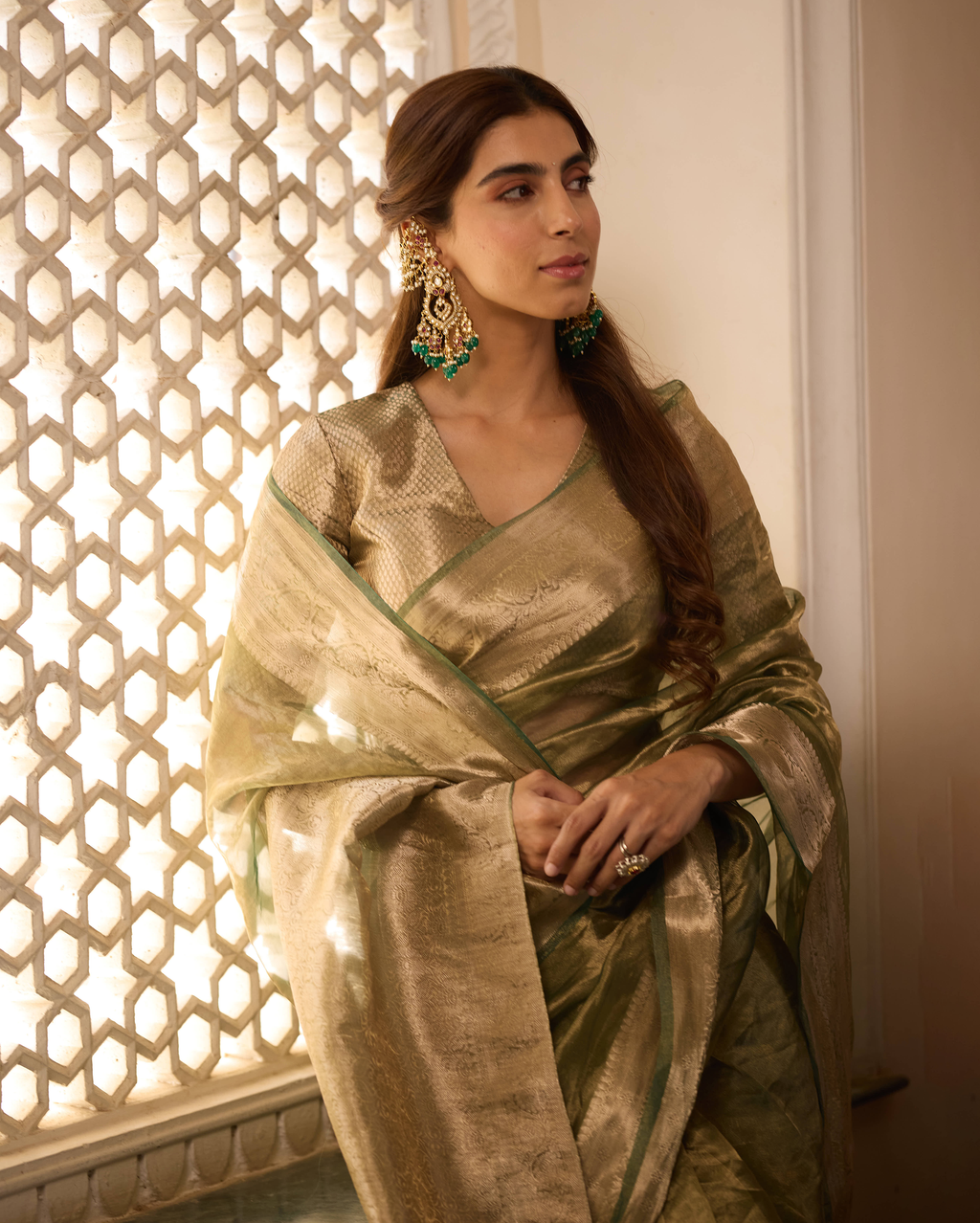 Shashi Green Solid Pure Tissue Saree