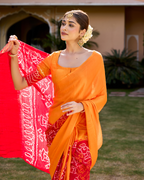 Chandan Yellow Gajji Silk Bandhej Saree