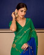 Chahat Green Handcrafted Chiffon Saree