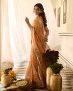 Kiranika Orange Handcrafted Tissue Saree