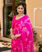 Saundarya Pink Gajji Silk Bandhej Saree