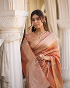 Resham Orange Solid Pure Tissue Saree