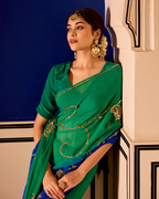 Chahat Green Handcrafted Chiffon Saree