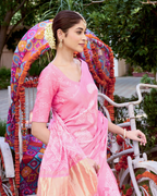 Madhurya Pink Gajji Silk Bandhej Saree
