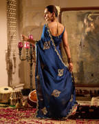 Fidaa Blue Handcrafted Satin Saree
