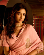 Ehsas Powder Pink Handcrafted Chiffon Saree