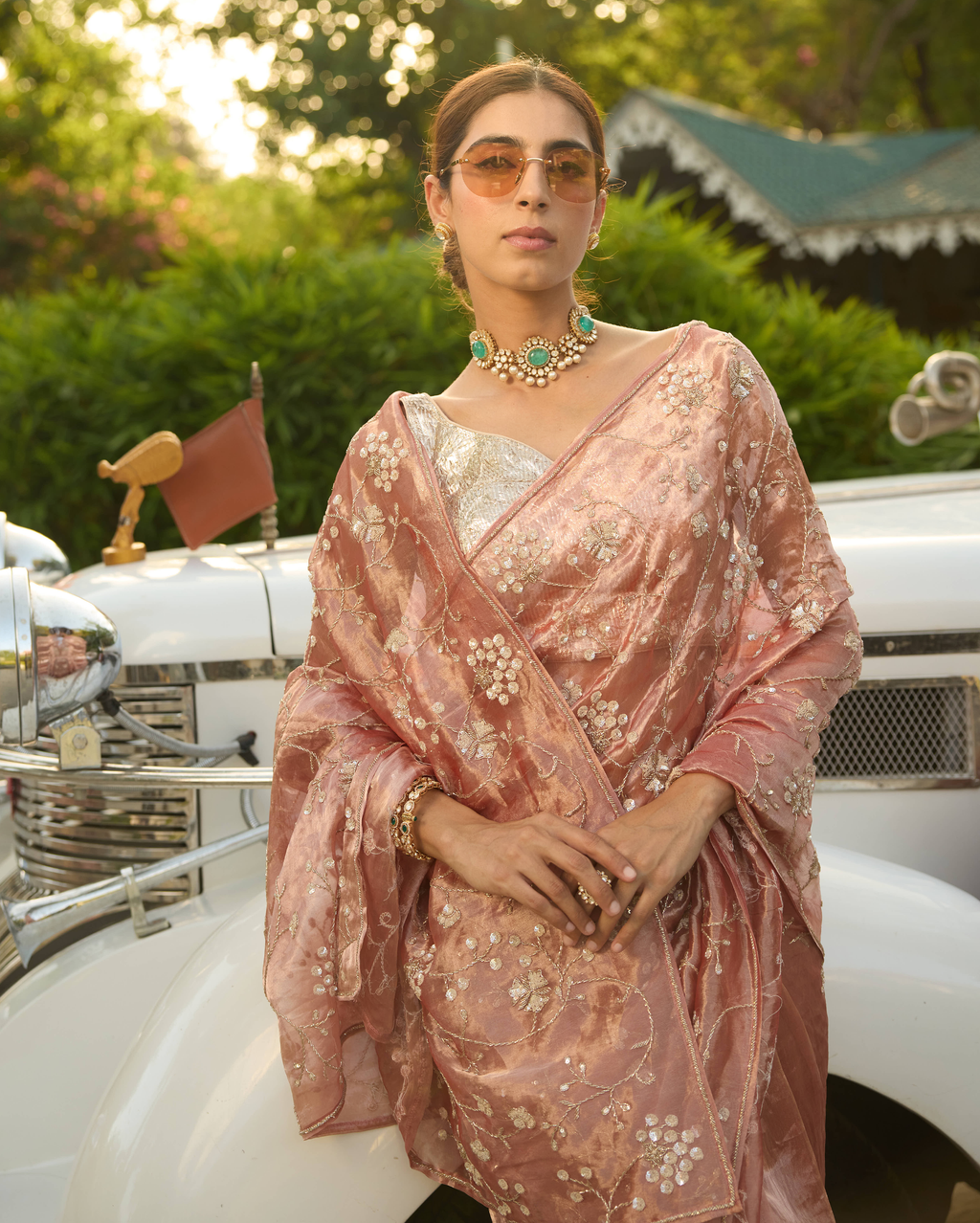 Padmini Peach Handcrafted Pure Tissue Saree