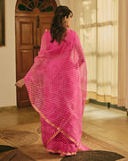 Fiesta Pink Doria Leheriya Saree