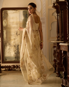 Yashoda Cream Handcrafted Pure Tissue Saree