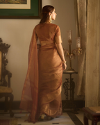 Hima Brown Solid Crushed Tissue Saree