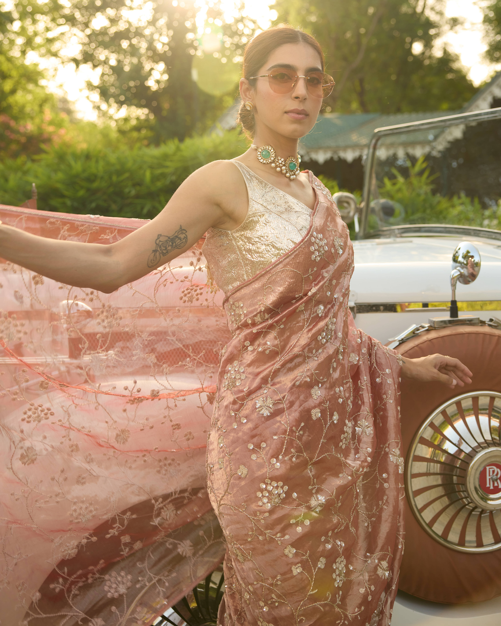 Padmini Peach Handcrafted Pure Tissue Saree