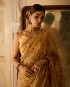 Gayatri Golden Handcrafted Pure Tissue Saree
