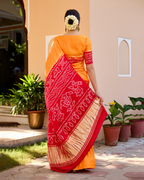 Chandan Yellow Gajji Silk Bandhej Saree