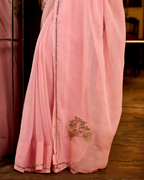 Ehsas Powder Pink Handcrafted Chiffon Saree