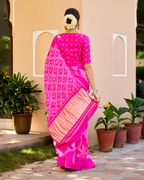 Saundarya Pink Gajji Silk Bandhej Saree