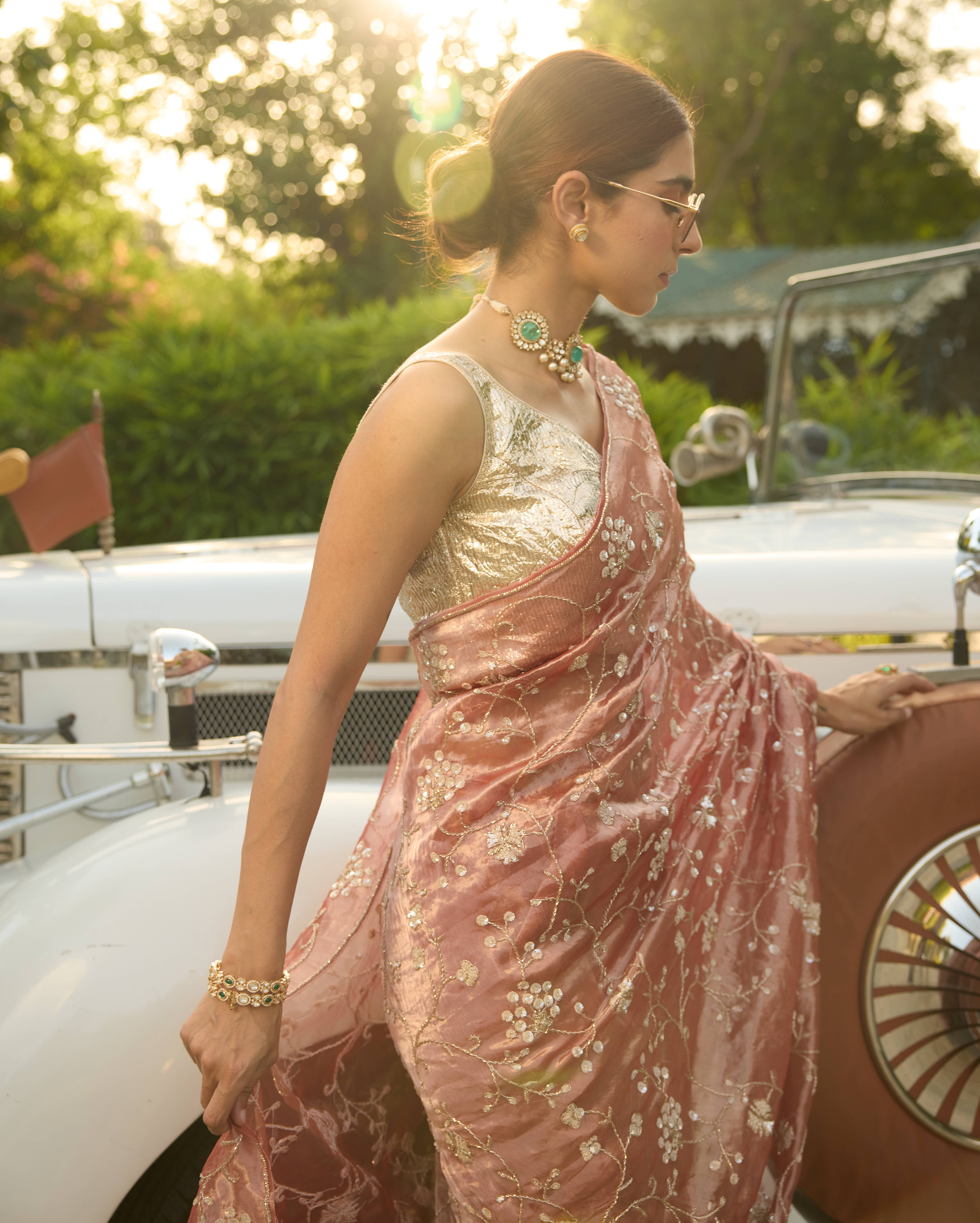 Padmini Peach Handcrafted Pure Tissue Saree