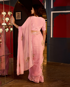 Ehsas Powder Pink Handcrafted Chiffon Saree